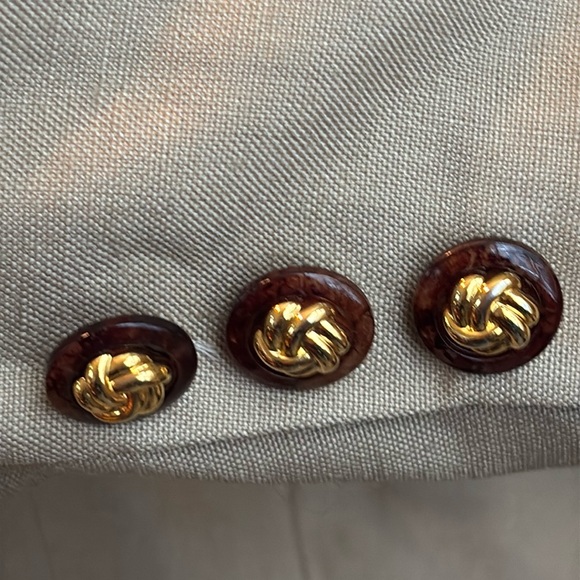 Macy’s Design Studio Vintage Beige Linen Blend Double Breasted Blazer, Pre owned - Picture 3 of 6